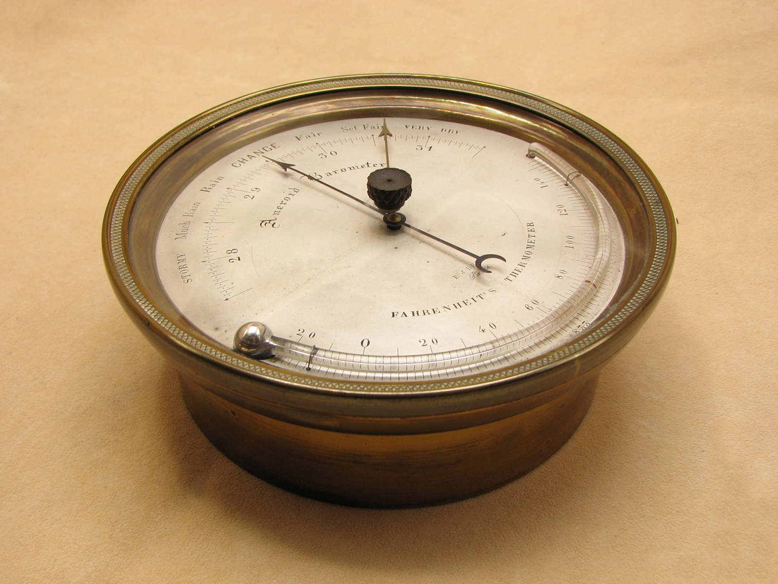 Early Lucien Vidi barometer signed E. J.DENT, Paris, serial no 833